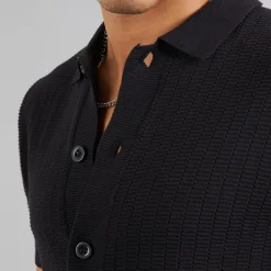 Brave Soul Herren Vinci Hemd mit kurzem Arm Schwarz