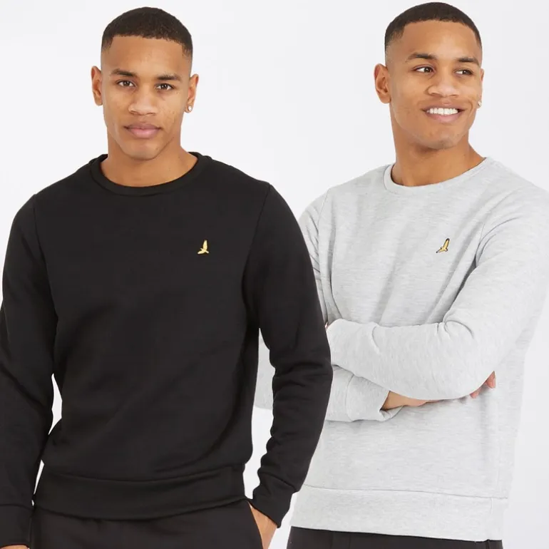 Brave Soul Herren Winston Zwei Pack Sweatshirts Schwarz/Grau