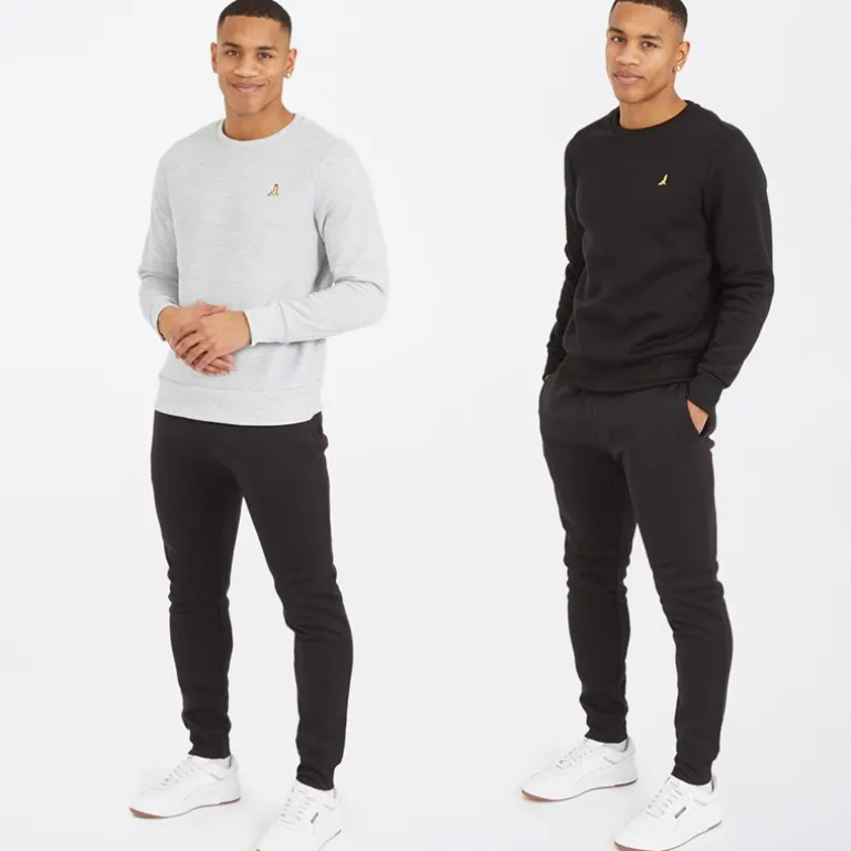 Brave Soul Herren Winston Zwei Pack Sweatshirts Schwarz/Grau