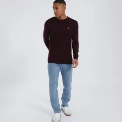 Brave Soul Pullover Herren Theory Rundhals Oxblood