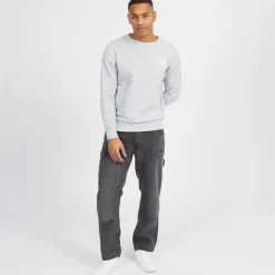 Brave Soul Sweatshirt Herren Rundhalsausschnitt Hellgrau Melange/Weiß