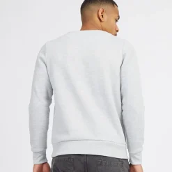 Brave Soul Sweatshirt Herren Rundhalsausschnitt Hellgrau Melange/Weiß