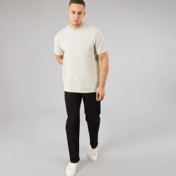 Brave Soul T-Shirt Herren in Übergröße Stehkragen Helltaupe
