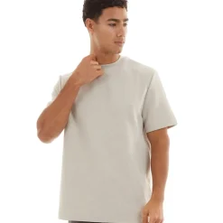 Brave Soul T-Shirt Herren in Übergröße Stehkragen Helltaupe