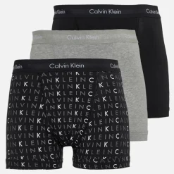 Calvin Klein Herren Baumwolle Stretch Dreier Pack Boxer Trunks Schwarz/Grey Heather/Subdued Logo