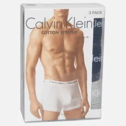 Calvin Klein Herren Baumwolle Stretch Dreier Pack Boxer Trunks Schwarz/Grey Heather/Subdued Logo