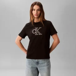 Calvin Klein Jeans Damen Klassisches T Shirt Schwarz