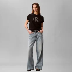 Calvin Klein Jeans Damen Klassisches T Shirt Schwarz