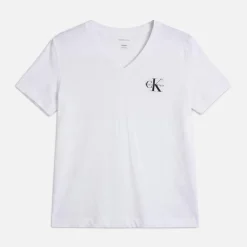 Calvin Klein Jeans Damen Logo Zweierpack T Shirts Adrenaline Rush/Brilliant White