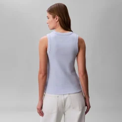 Calvin Klein Jeans Damen Monologo Rippstrick Tank Top Breezy Blue