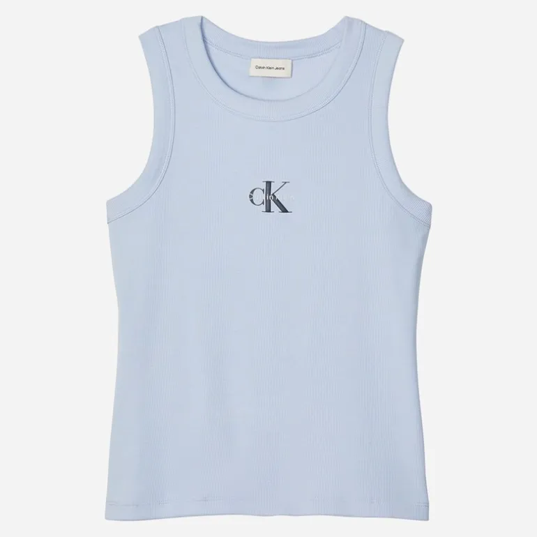 Calvin Klein Jeans Damen Monologo Rippstrick Tank Top Breezy Blue