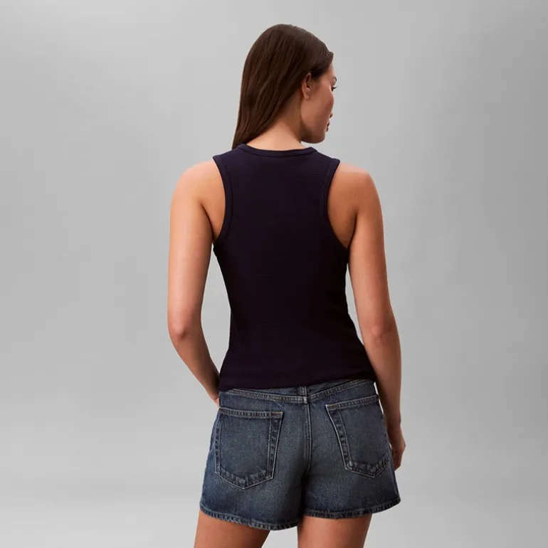 Calvin Klein Jeans Damen Monogramm Aufnäher Weste Evening Blue