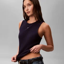 Calvin Klein Jeans Damen Monogramm Aufnäher Weste Evening Blue