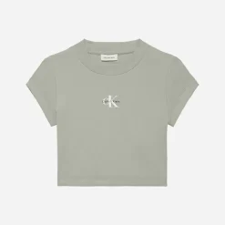 Calvin Klein Jeans Damen Monologo Ripp T Shirt Shadow