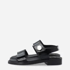 Ca'Shott Damen Casgrace Klettverschluss Lack Sandalen Schwarz