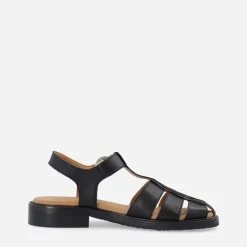 Ca'Shott Damen Casgrace Leder Fischer Sandalen Schwarz