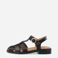 Ca'Shott Damen Casgrace Leder Fischer Sandalen Schwarz