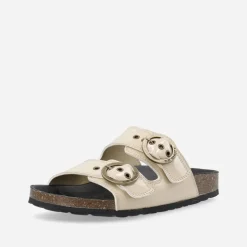 Ca'Shott Damen Cashelle Zwei Schnallen Plateau Leder Sandalen Beige