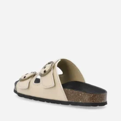 Ca'Shott Damen Cashelle Zwei Schnallen Plateau Leder Sandalen Beige
