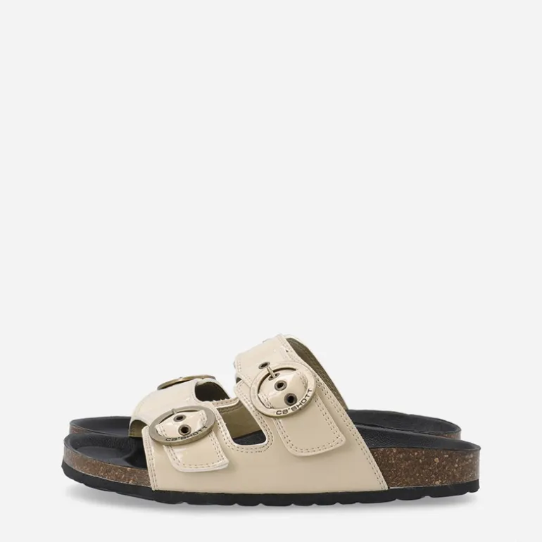 Ca'Shott Damen Cashelle Zwei Schnallen Plateau Leder Sandalen Beige