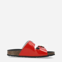 Ca'Shott Damen Cashelle Zwei Schnallen Plateau Leder Sandalen Rot