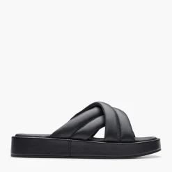 Clarks Damen Alda Glide D-Fit Slides Schwarz