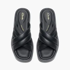 Clarks Damen Alda Glide D-Fit Slides Schwarz
