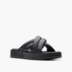 Clarks Damen Alda Glide D-Fit Slides Schwarz