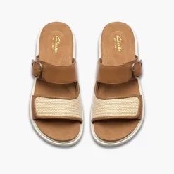 Clarks Damen Arwell Dual Riemen Sandalen Tan Leather