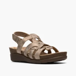 Clarks Damen Calenne Gracie Keilabsatz Sandalen Bronze Metallic