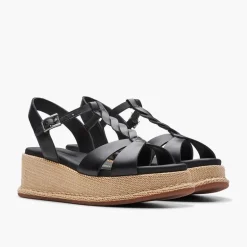 Clarks Damen Calenne Lily Keil Sandalen Black Leather