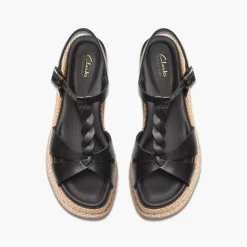 Clarks Damen Calenne Lily Keil Sandalen Black Leather