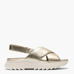 Clarks Damen Dashlite Wish Knöchel Riemen Sandalen Gold Leather
