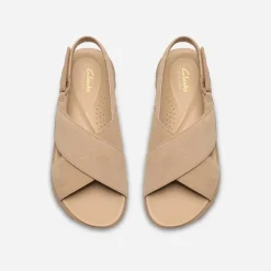 Clarks Damen Dashlite Wish Knöchel Riemen Sandalen Beige Suede