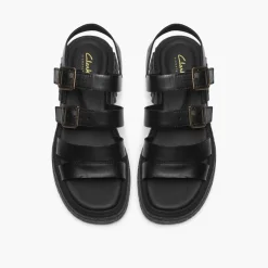 Clarks Damen Evamar Riemen Sandalen Black Leather