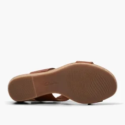 Clarks Damen Giselle Stil Keil Sandalen Tan Leather