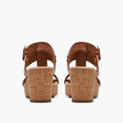 Clarks Damen Giselle Stil Keil Sandalen Tan Leather