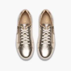 Clarks Damen Hollyrose Reißverschluss Turnschuhe Gold Leather