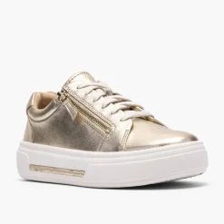 Clarks Damen Hollyrose Reißverschluss Turnschuhe Gold Leather