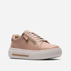 Clarks Damen Hollyrose Reißverschluss Turnschuhe Light Pink Leather