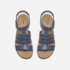 Clarks Damen Kacha Step Sandalen Denim Blue Leather