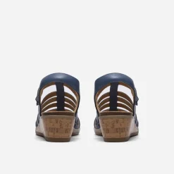 Clarks Damen Kacha Step Sandalen Denim Blue Leather
