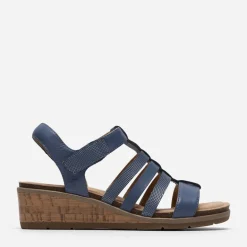 Clarks Damen Kacha Step Sandalen Denim Blue Leather