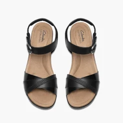Clarks Damen Kacha Twist Sandalen Black Leather