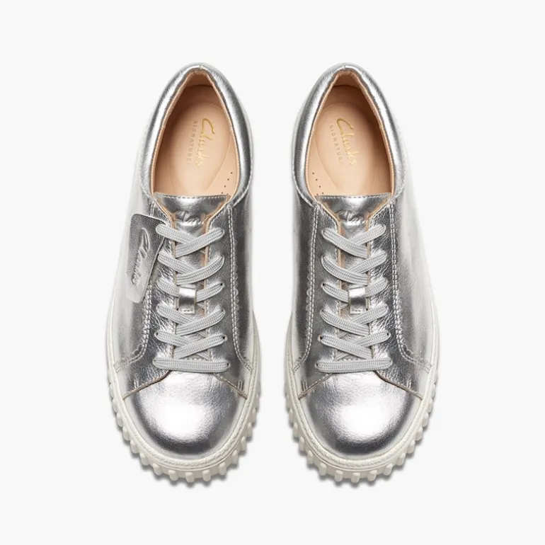 Clarks Damen Mayhill Walk Turnschuhe Silver Metallic