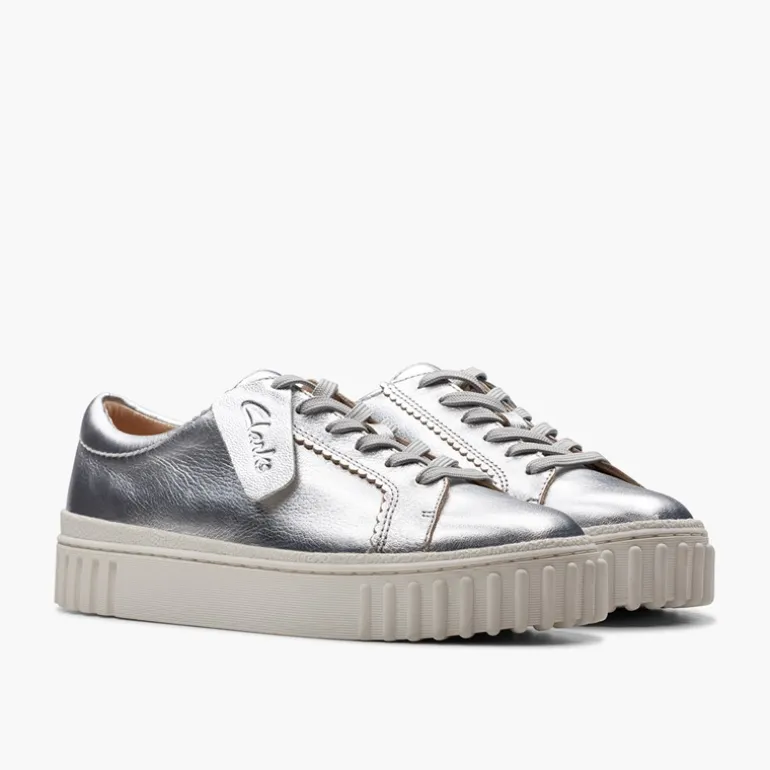 Clarks Damen Mayhill Walk Turnschuhe Silver Metallic