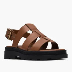 Clarks Damen Orinoco 3 Riemen Sandalen Tan Leather