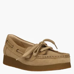 Clarks Damen Premium Wallabee Evo Sea D Schuhe Dark Sand Suede