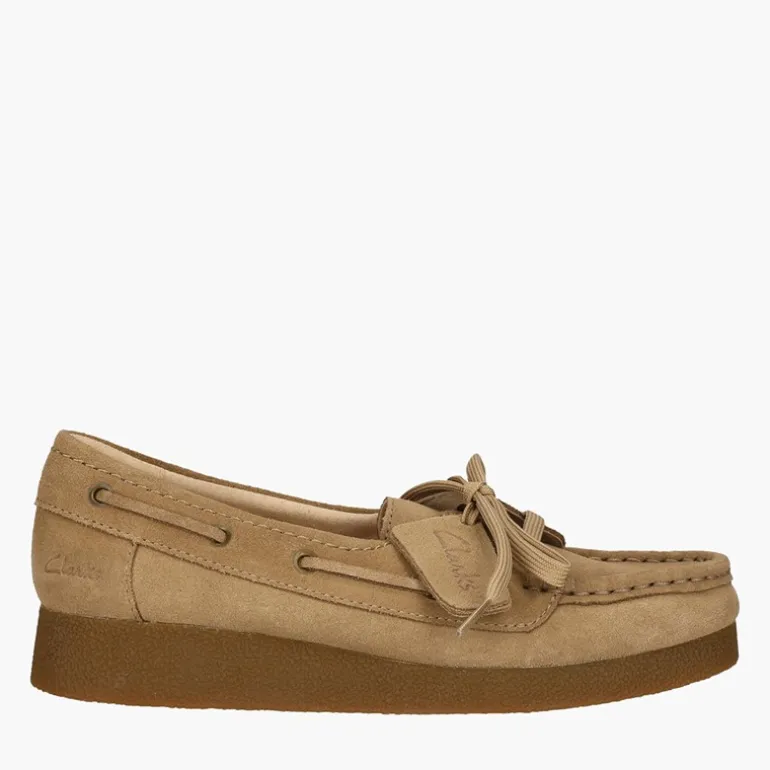 Clarks Damen Premium Wallabee Evo Sea D Schuhe Dark Sand Suede