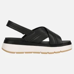 Clarks Damen Premuim Tuscan Cross Sandalen Black Leather